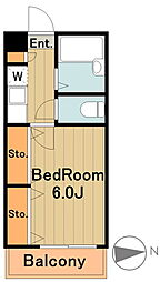多摩都市モノレール 中央大学・明星大学駅 徒歩5分の賃貸アパート 2階1Kの間取り