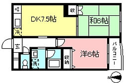 コーポ花水木 2DKの間取図画像