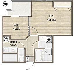 ムジーク北参道 9階1DKの間取り