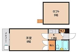 メゾン・ルミエール 1Kの間取図画像