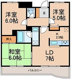 薬園台ガーデンヒルズ 3階3LDKの間取り