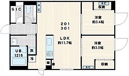 フレア代々木 2階2LDKの間取り