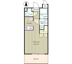 ソレアード武蔵野 地下1階1Kの間取り