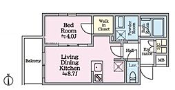 アイルグランデ赤羽 4階1LDKの間取り