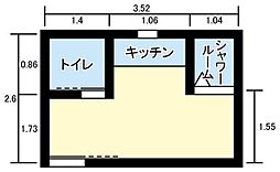月島ひまわり荘 2階ワンルームの間取り