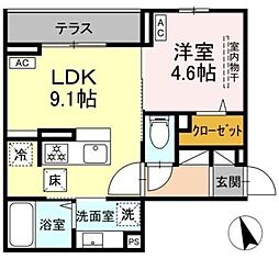 Asset-Court調布ヶ丘 1階1LDKの間取り