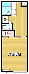 ヴィラ東原2 1DKの間取図画像