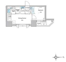 ルフォンプログレ門前仲町プレミア 15階1DKの間取り