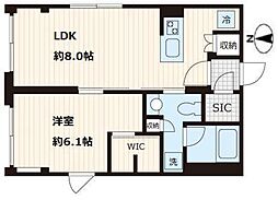フレア本郷 3階1LDKの間取り