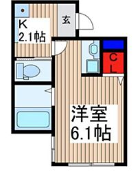所沢市大字山口アパート 1Kの間取図画像