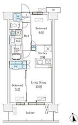 スカイグランデ津田沼 2LDKの間取図画像