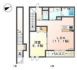 アジャートくろだ 1LDKの間取図画像