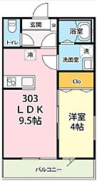 キャメル岩槻加倉 1LDKの間取図画像