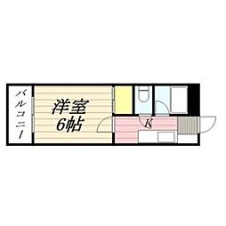 プレアール塔原東 1Kの間取図画像