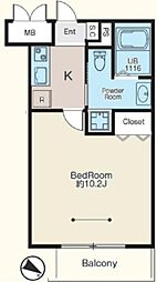 レジデンスCS 4階1Kの間取り