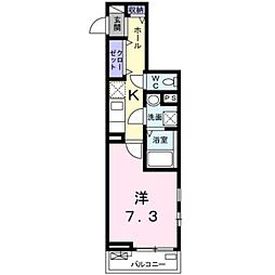 サンプラザ金剛 2階1Kの間取り