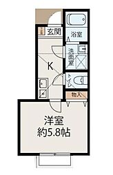 アーブルヴェール 1Kの間取図画像
