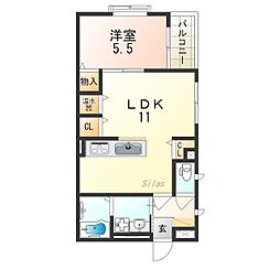 JR東海道・山陽本線 明石駅 徒歩10分の賃貸アパート 3階1LDKの間取り