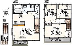 京王線 幡ヶ谷駅 徒歩9分の賃貸アパート 2階3LDKの間取り