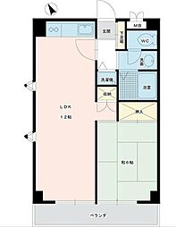 サンハイムタチバナC 3階1LDKの間取り