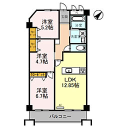 住吉建物2号館 3LDKの間取図画像