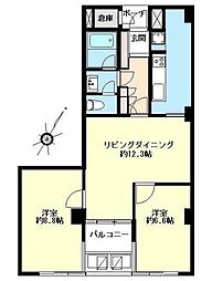ニューライフ一番町 6階2LDKの間取り