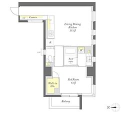 プライムメゾン日本橋馬喰町 1LDKの間取図画像