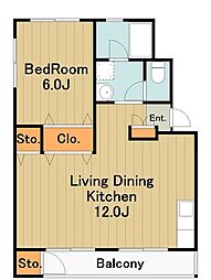 京王渕野辺マンションE棟 1LDKの間取図画像