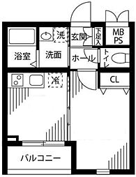 グリーニエ西新宿弐番館 1DKの間取図画像