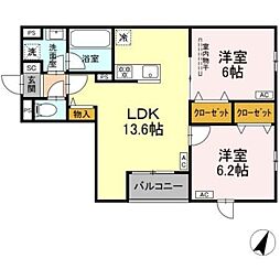 MOCRAFT南小岩 2LDKの間取図画像