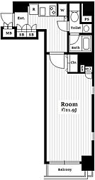 都営新宿線 市ヶ谷駅 徒歩5分の賃貸マンション 1階1Kの間取り