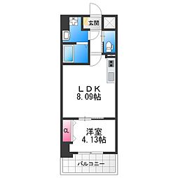 リアライズ宿院 1LDKの間取図画像