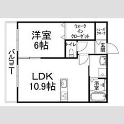 カーサ・フェリーチェ長岡京 3階1LDKの間取り