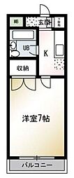 ツカコシビル 1Kの間取図画像