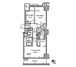 パークアクシス豊洲 18階2LDKの間取り