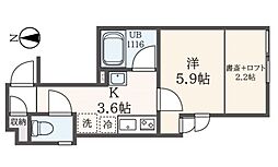 ANNEX-TOKIWADAI 1Kの間取図画像
