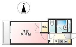 プランセスK2 1Kの間取図画像