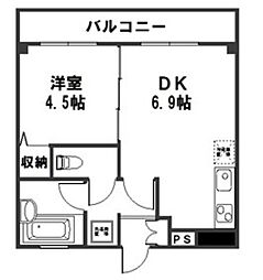 ホワイトパールパレス 3階1DKの間取り