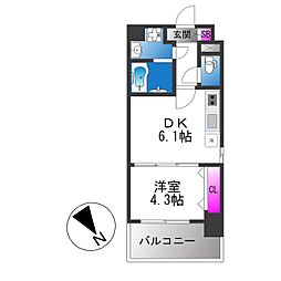 メイクス天王寺南 1DKの間取図画像