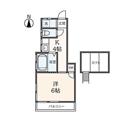 コーポ蜂谷 2階1Kの間取り