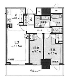 パークタワー西新宿 11階2LDKの間取り
