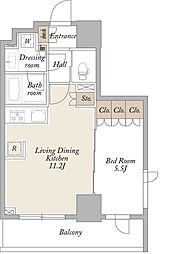 プライマル浅草言問通 9階1LDKの間取り