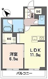 トリシューラ　タキザカ 3階1LDKの間取り