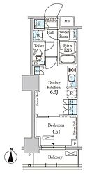 パークアクシス錦糸公園 6階1DKの間取り