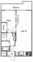 パラスト新板橋 1LDKの間取図画像