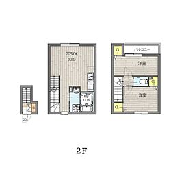ミハス新宿富久町 2階2DKの間取り