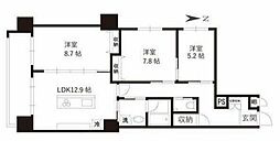 虎ノ門ガーデン 2階3LDKの間取り