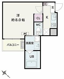 Jack unokiIV 1Kの間取図画像