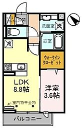 フェリーチェ 1LDKの間取図画像