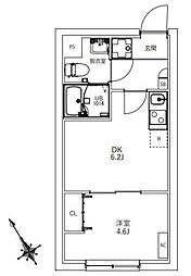 フラシア東武練馬 1DKの間取図画像